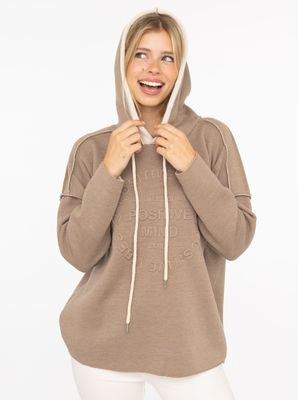 ? Zwillingsherz Hoodie Doubleface „Positive Mind“ beige ? Zwillingsherz Hoodie Doubleface „Positive Mind“ beige