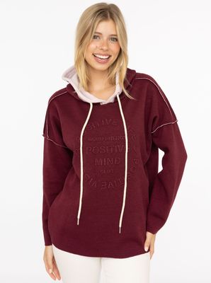 ? Zwillingsherz Hoodie Doubleface „Positive Mind“ bordeaux ? Zwillingsherz Hoodie Doubleface „Positive Mind“ bordeaux