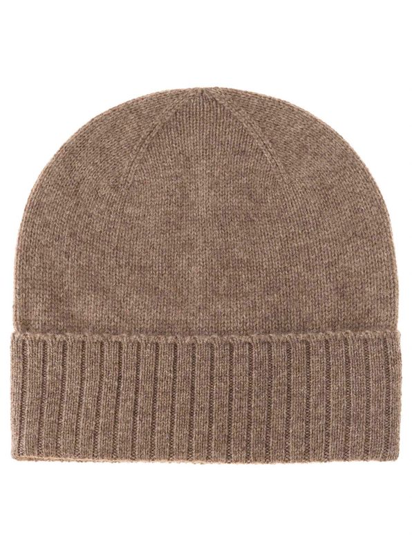? Zwillingsherz Mütze 100% CASHMERE gerippter Umschlag taupe ? Zwillingsherz Mütze 100% CASHMERE gerippter Umschlag taupe