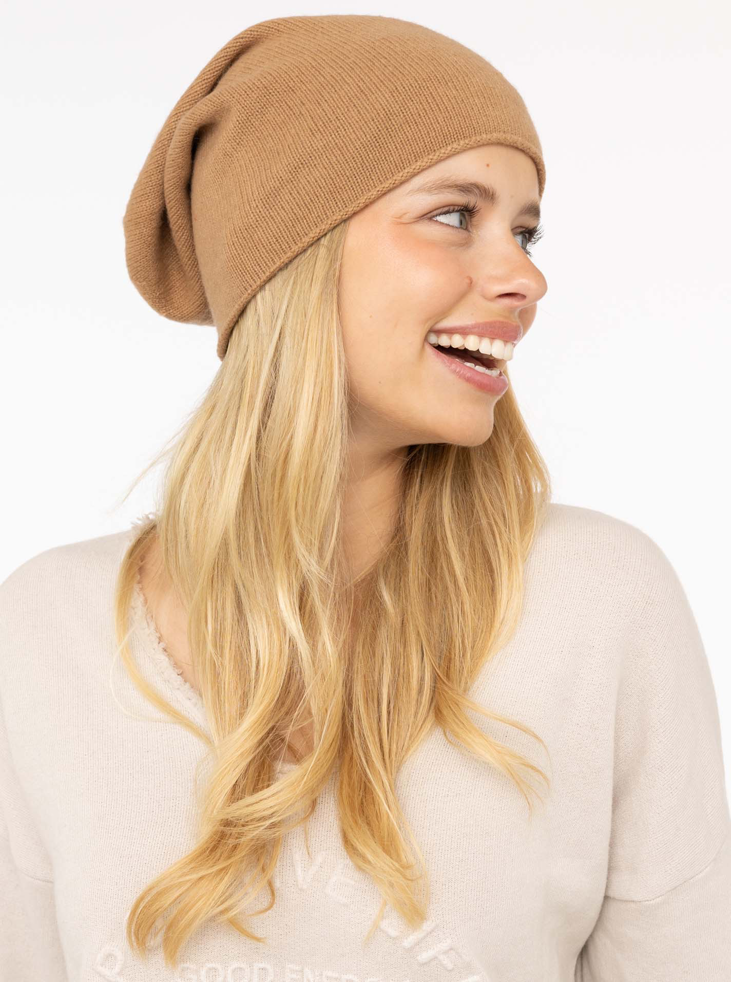 ? Zwillingsherz Beanie 100% CASHMERE camel