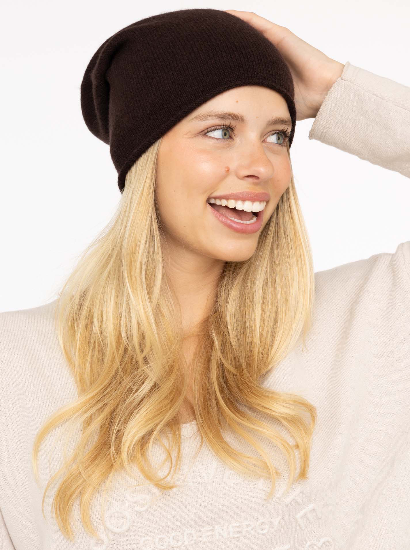 ? Zwillingsherz Beanie 100% CASHMERE braun