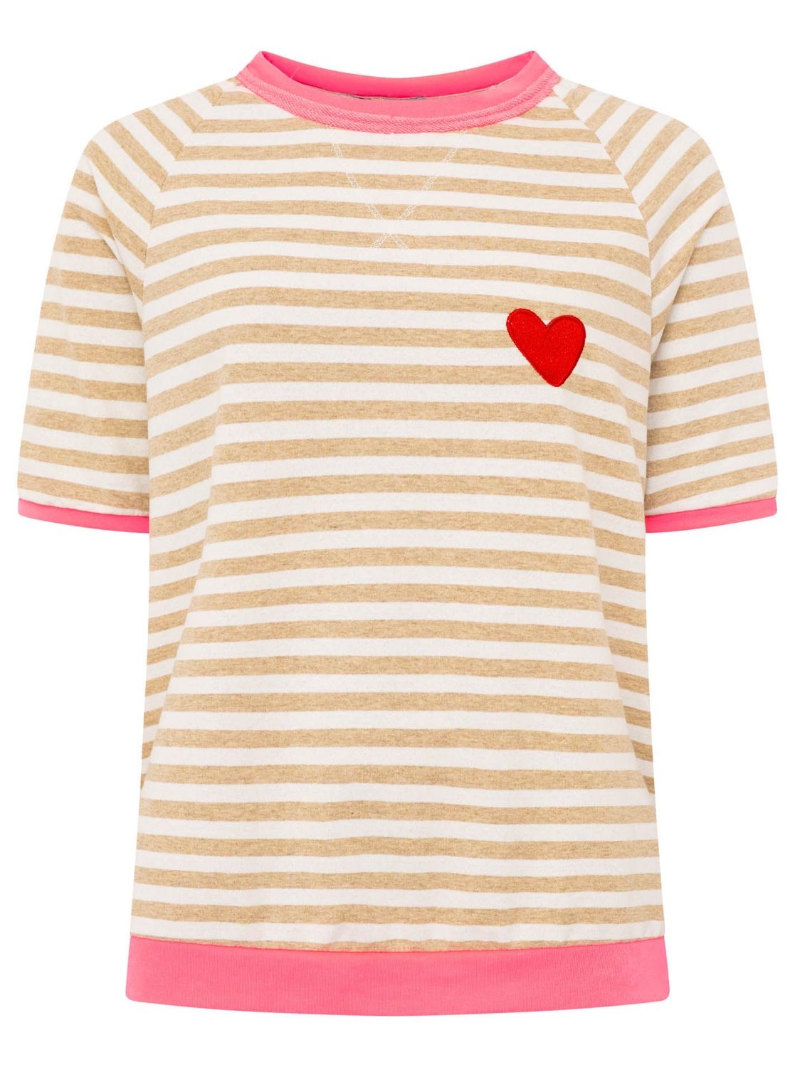 ? Zwillingsherz Shirt Streifen und Herz beige