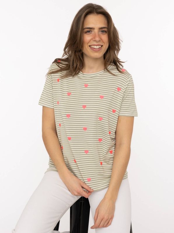 ? Zwillingsherz T—Shirt Streifen ❤️ salbei ? Zwillingsherz T—Shirt Streifen ❤️ salbei