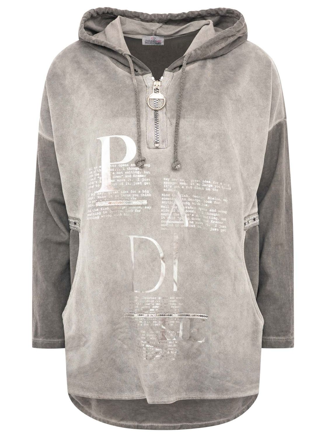 ? Zwillingsherz ZIP Hoodie Verse grau