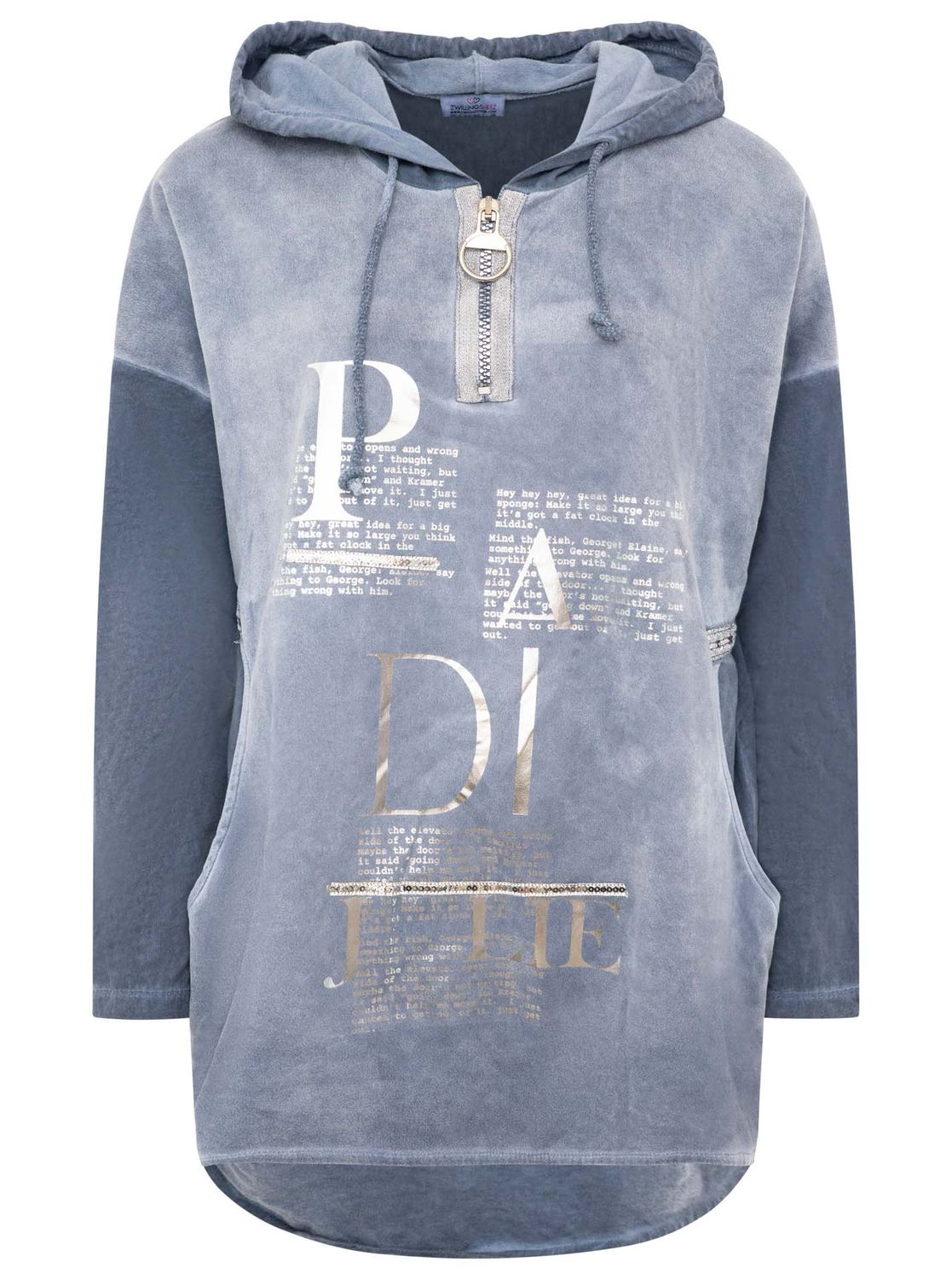 ? Zwillingsherz ZIP Hoodie Verse jeansblau