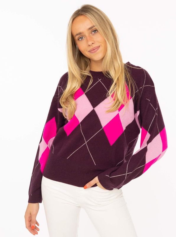 ? Zwillingsherz Pullover 100% Cashmere Lovely Argyle bordeaux ? Zwillingsherz Pullover 100% Cashmere Lovely Argyle bordeaux