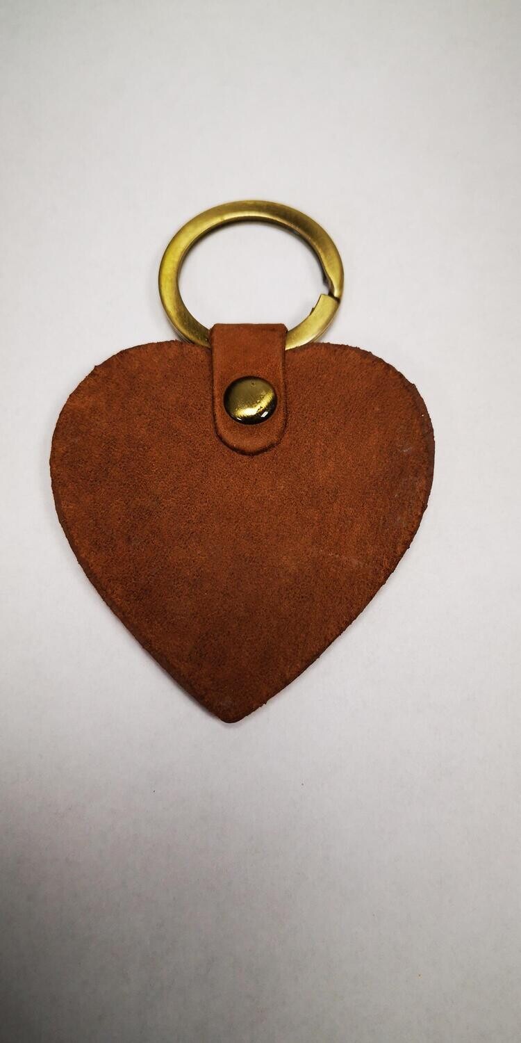 Schlüsselanhänger Leder Herzform mit Messingring