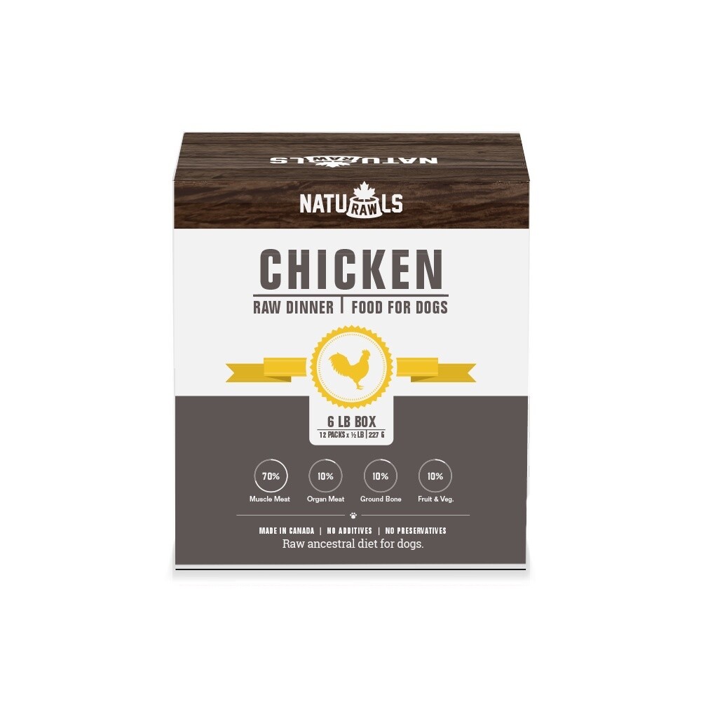 NatuRaw Frozenls - Chicken Raw Frozen Dinner Food for Dogs with Veggies & Fruits