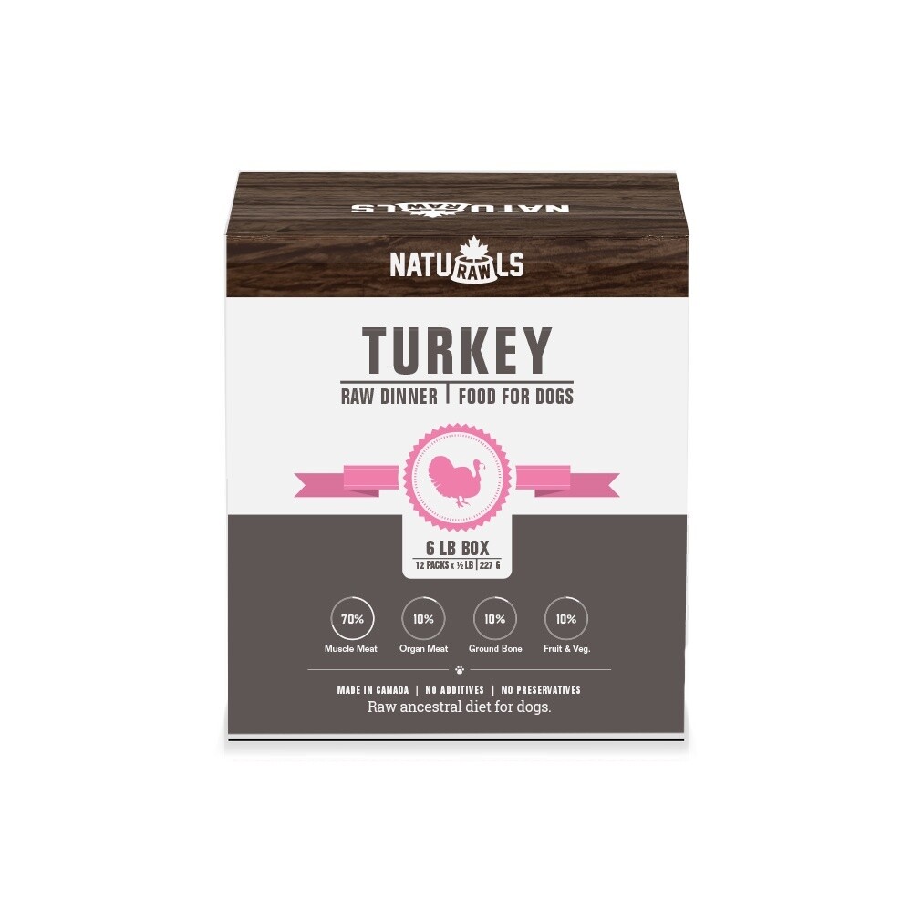 NatuRaw Frozenls - Turkey Raw Frozen Dinner Food for Dogs with Veggies & Fruits