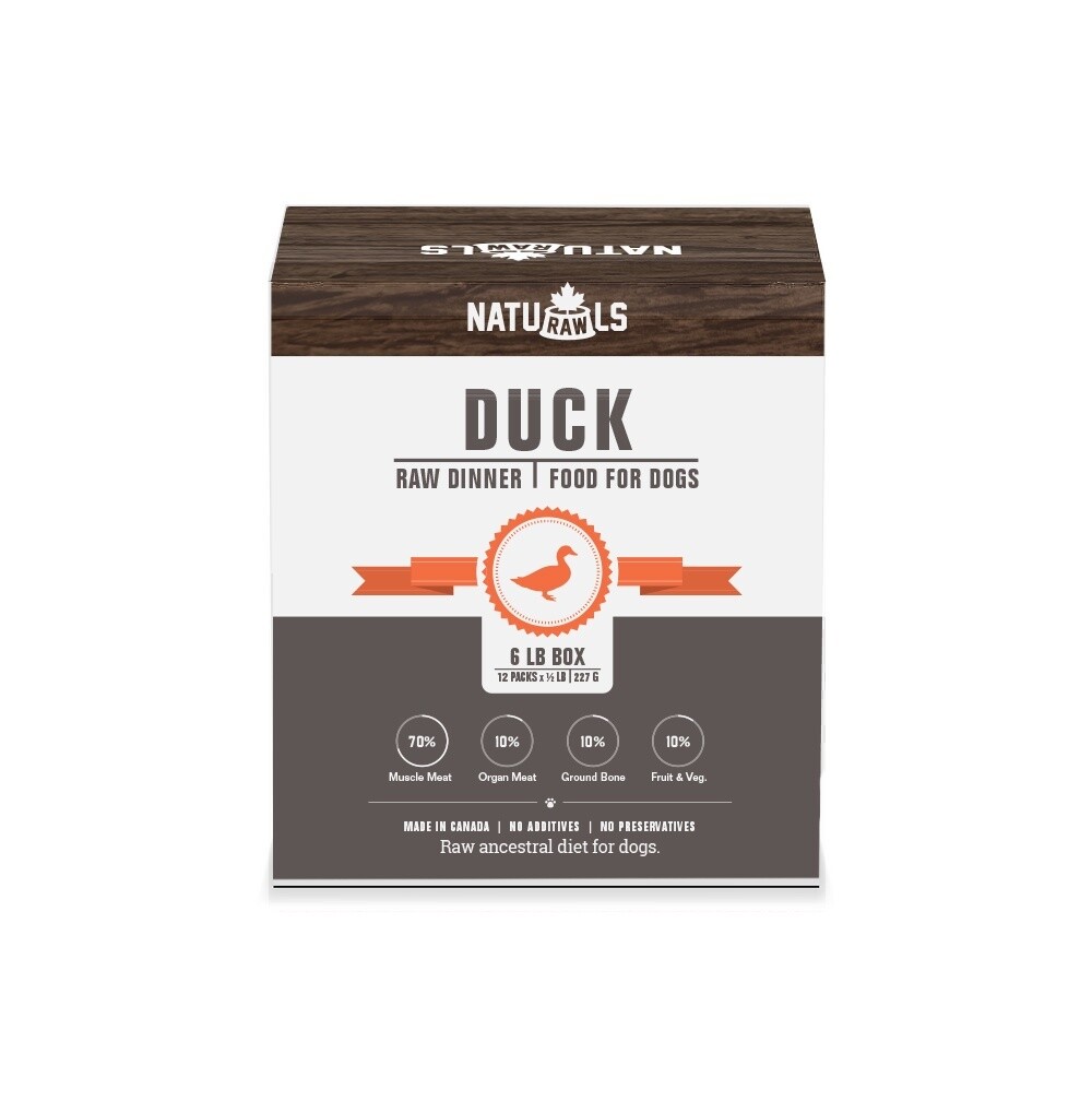NatuRaw Frozenls - Duck Raw Frozen Dinner Food for Dogs with Veggies & Fruits