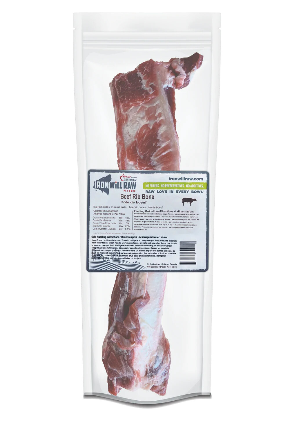 Iron Will Raw Frozen Dog Beef Rib Bone 1 pc