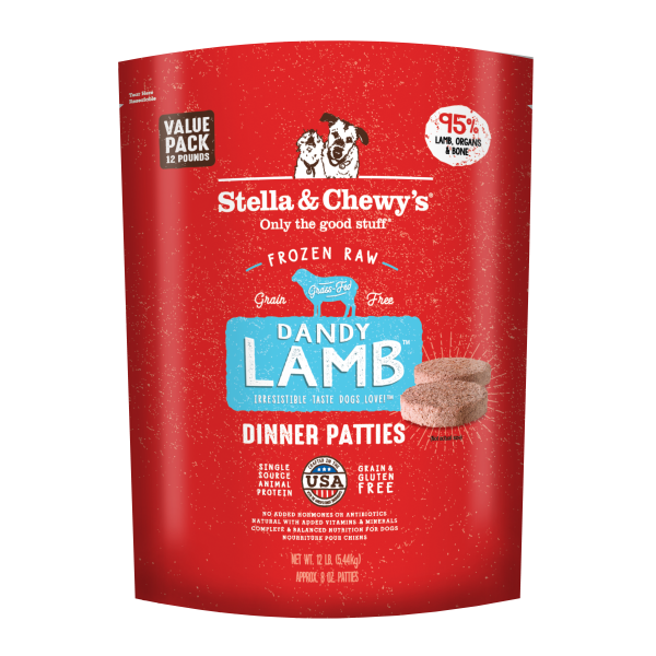 Stella&Chewys Dog Raw Frozen Dandy Lamb Patties 12 lb