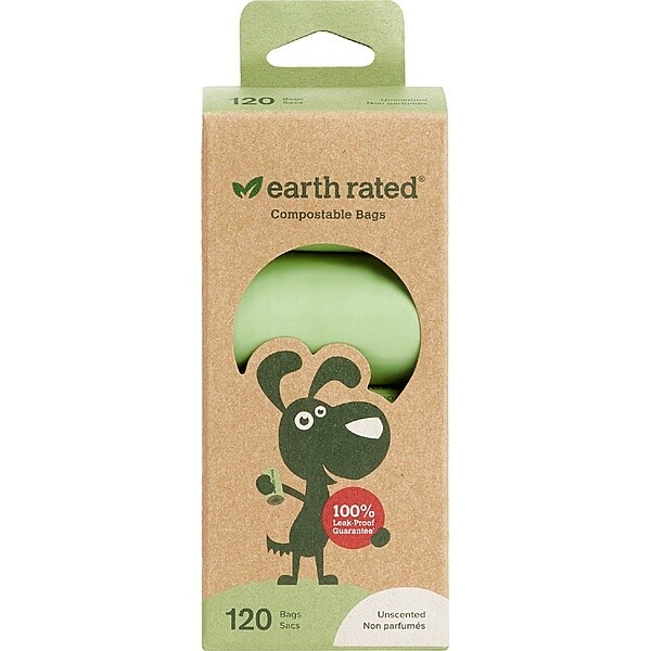EARTH RATED - Unscented Compostable Refills | 8 Roll 120 Bags