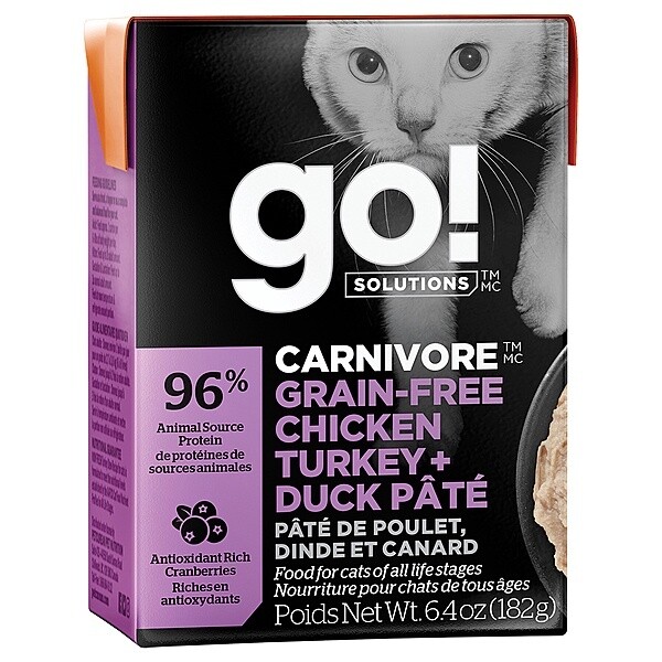 PETCUREAN - GO! Cat Carnivore Chicken,Turkey&Duck 6.4oz Cat