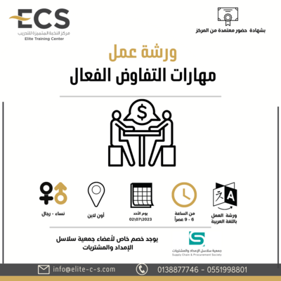 ورشة عمل
(مهارات التفاوض الفعال) ورشة عمل
(مهارات التفاوض الفعال)
