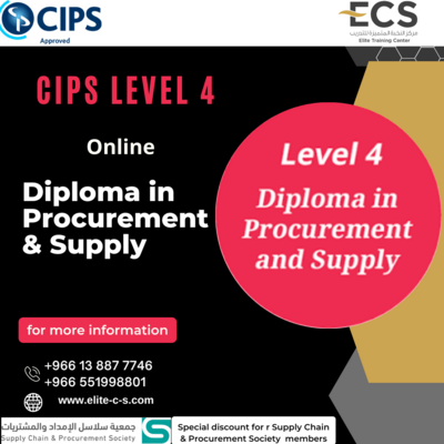 Confirm training registration CIPS Level 4 Advanced Certificate in Procurement and Supply Operations (Online) Advance payment of the full amount