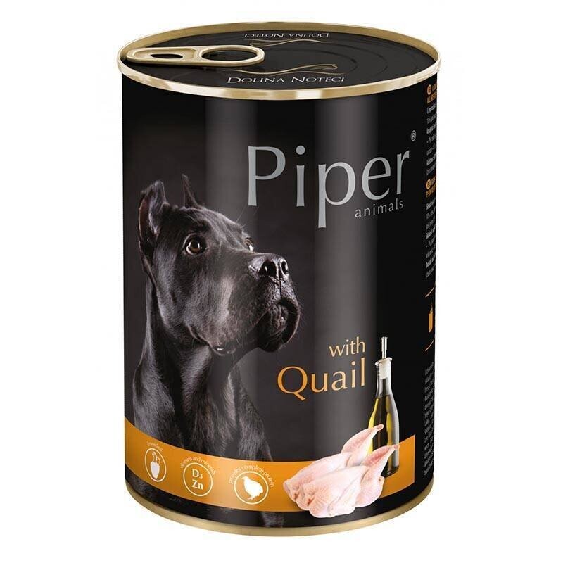 BBD- 06/01/2025- PIPER ANIMALS BY DOLINA NOTECI- FRESH QUAIL MEAT- WET FOOD FOR ADULT DOGS- 400 gr CANS