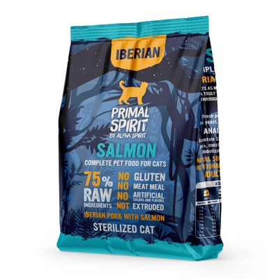 Primal Spirit by Alpha Spirit- IBERIAN SALMON- Complete Dry Cat Food for Sterilised Cats (1kg)