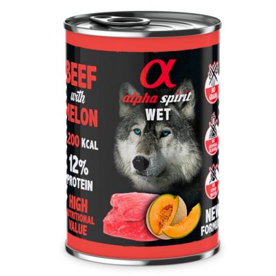 ​ALPHA SPIRIT- WOŁOWINA Z MELONEM- Karma mokra dla psów dorosłych- 400gr