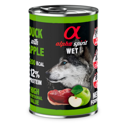 ALPHA SPIRIT- DUCK WITH GREEN APPLE- Complete Wet Canned Dog Food- (400 gr)