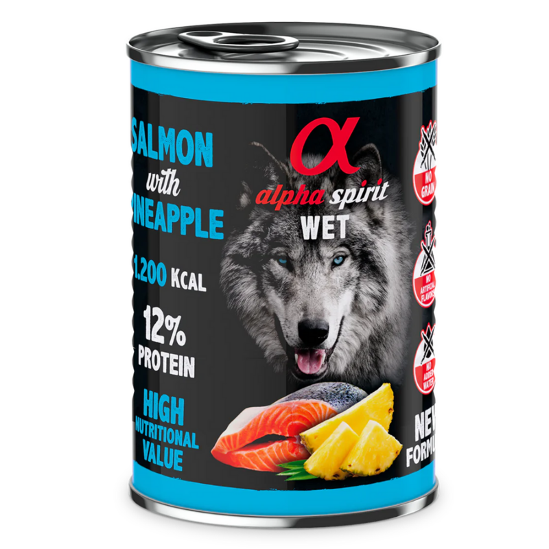 ALPHA SPIRIT- SALMON WITH PINEAPPLE- Complete Wet Canned Dog Food- (400 gr)