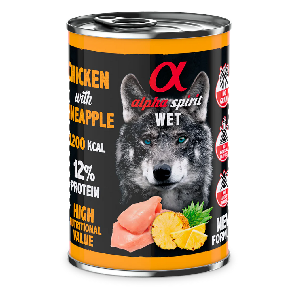 ALPHA SPIRIT- CHICKEN WITH PINEAPPLE- Complete Wet Canned Dog Food- (400 gr)