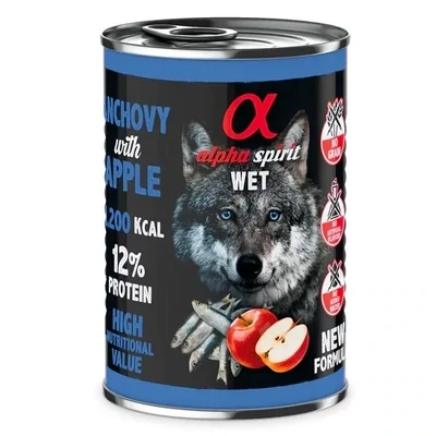 ALPHA SPIRIT- ANCHOVY WITH RED APPLE- Complete Wet Adult Dog Food- 400 gr
