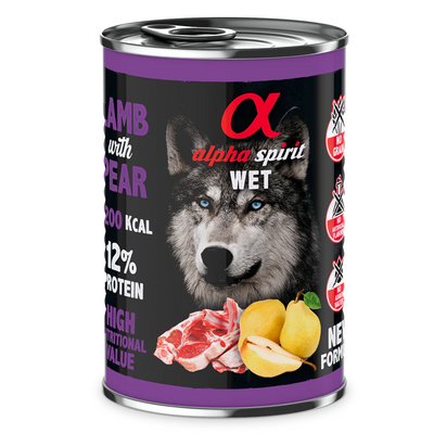 ALPHA SPIRIT- LAMB WITH PEAR- Complete Wet Adult Dog Food- 400 gr