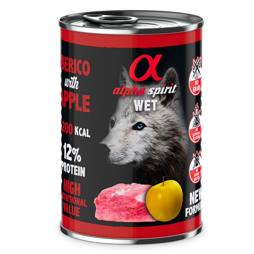 ALPHA SPIRIT- PORK WITH YELLOW APPLE- Complete Wet Adult Dog Food- 400 gr