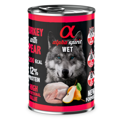 ALPHA SPIRIT- TURKEY WITH PEAR- Complete Wet Adult Dog Food- 400 gr
