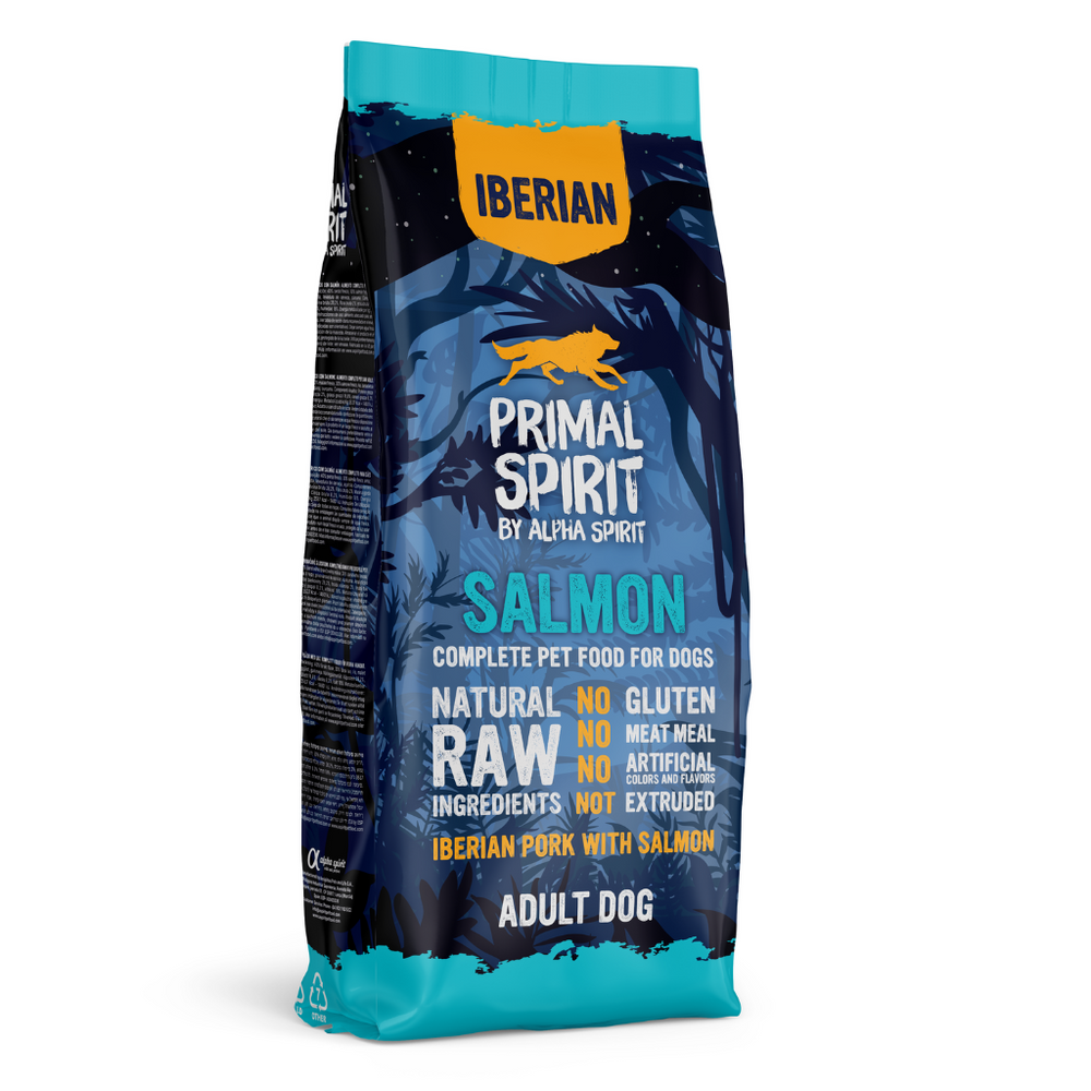 Primal Spirit by Alpha Spirit- 70 %- IBERIAN SALMON (NO CHICKEN) - Complete Dry Dog Food (12 kg)