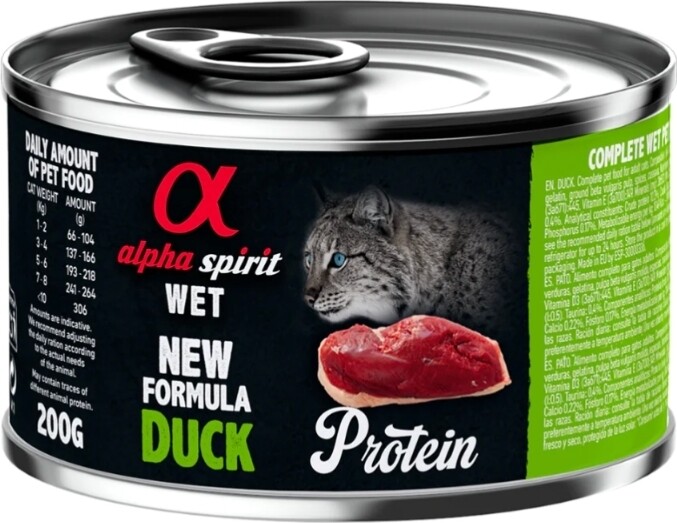 Alpha Spirit- DUCK Complete Wet Food Can for Adult Cats (200 g) Alpha Spirit- DUCK Complete Wet Food Can for Adult Cats (200 g)