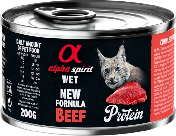 Alpha Spirit- BEEF Complete Wet Food Can for Adult Cats (200 g)