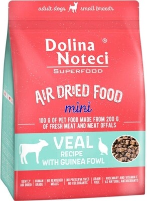 DOLINA NOTECI SUPERFOOD "MINI" Veal with Guinea Fowl- Air-dried food for Adult Dogs (1 kg)