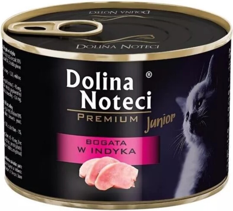 DOLINA NOTECI PREMIUM WET CAT FOOD FOR KITTENS RICH IN TURKEY IN SAUCE 185 GR CANS