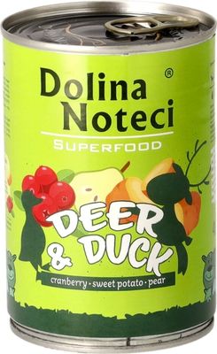 DOLINA NOTECI SUPERFOOD- DEER AND DUCK- WET FOOD FOR ADULT DOGS OF ALL BREEDS- 400 gr CANS