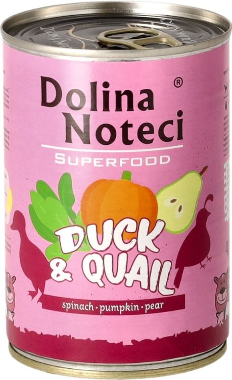 DOLINA NOTECI SUPERFOOD- DUCK AND QUAIL- WET DOG FOOD FOR ADULT DOGS- 400 gr CANS