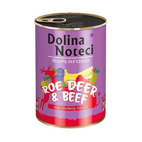 DOLINA NOTECI SUPERFOOD- SARNA Z WOŁOWINĄ- MOKRA KARMA DLA PSóW DOROSŁYCH– 400 gr PUSZKI