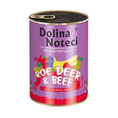 DOLINA NOTECI SUPERFOOD- ROE, DEER & BEEF- WET FOOD FOR ADULT DOGS- 400 gr CANS