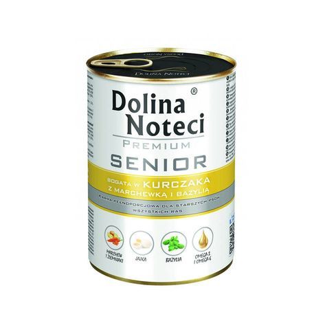 DOLINA NOTECI PREMIUM - SENIOR - WET DOG FOOD - RICH IN CHICKEN WITH CARROTS AND BASIL - 400 GR CANS