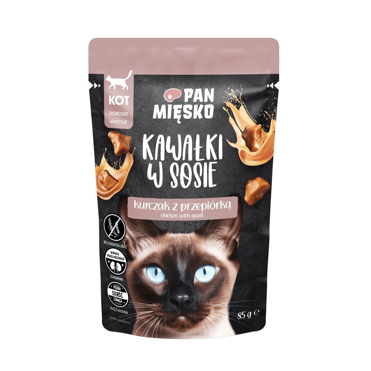 PAN MIĘSKO (MR MEATY)– CHUNKS IN GRAVY– CHICKEN WITH QUAIL- FOR ADULT CATS- 85 GR SACHETS