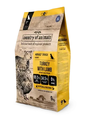WIEJSKA ZAGRODA (COUNTRY OF ANIMALS)- DRY FOOD FOR ADULT DOGS​ WITH SENSITIVE STOMACH- TURKEY WITH LAMB- 2 KG BAGS