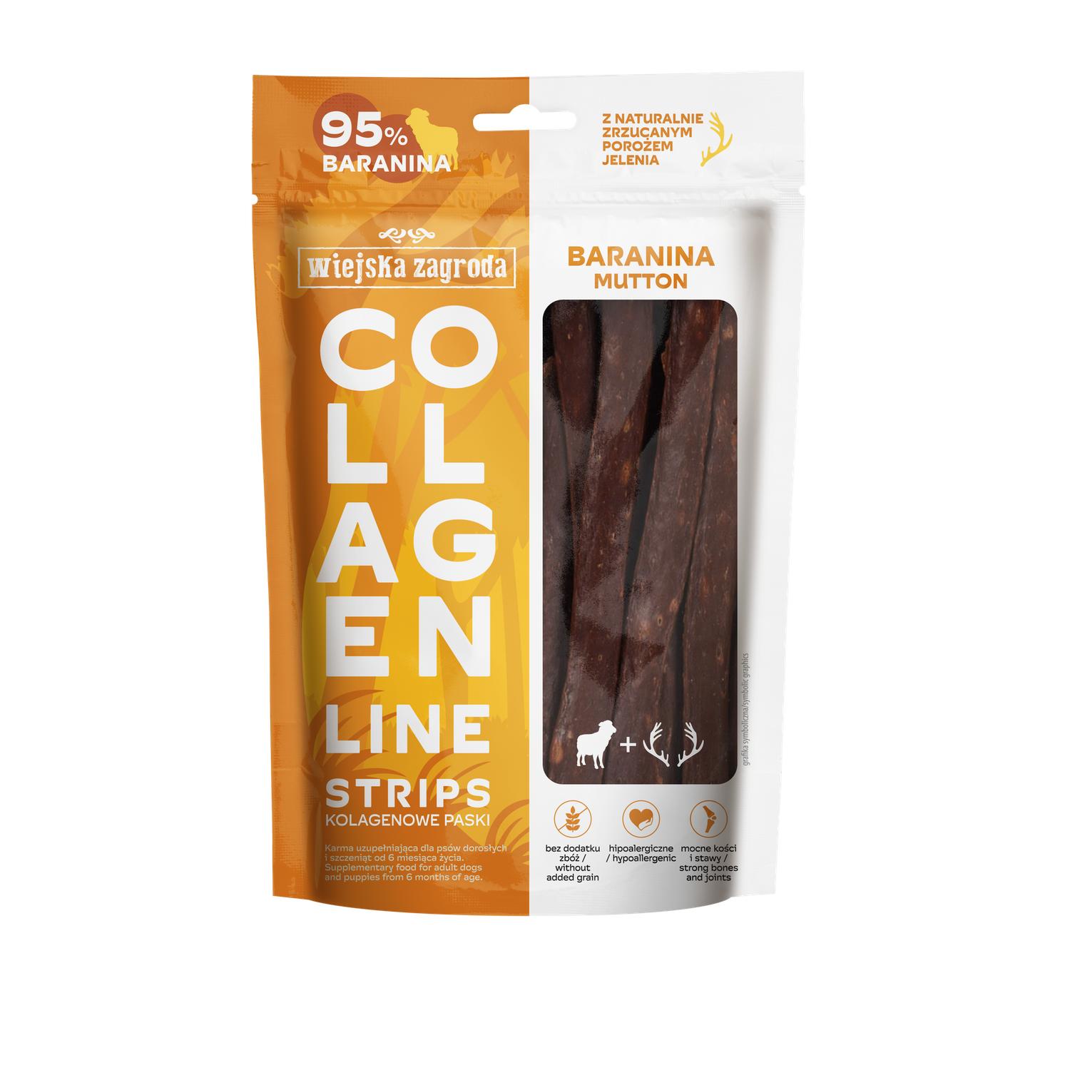 WIEJSKA ZAGRODA (COUNTRY OF ANIMALS)- COLLAGEN LINE- COLLAGEN STRIPS- MUTTON- 100 GR