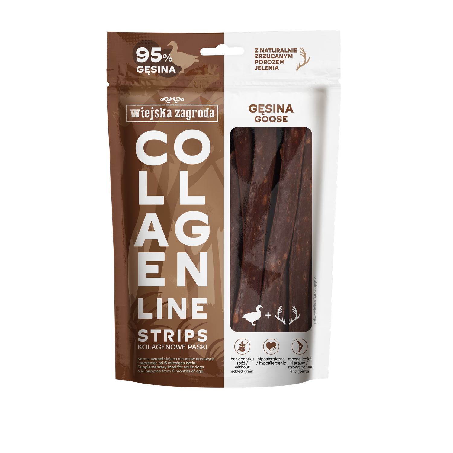 WIEJSKA ZAGRODA (COUNTRY OF ANIMALS)- COLLAGEN LINE- COLLAGEN STRIPS- GOOSE- 100 GR