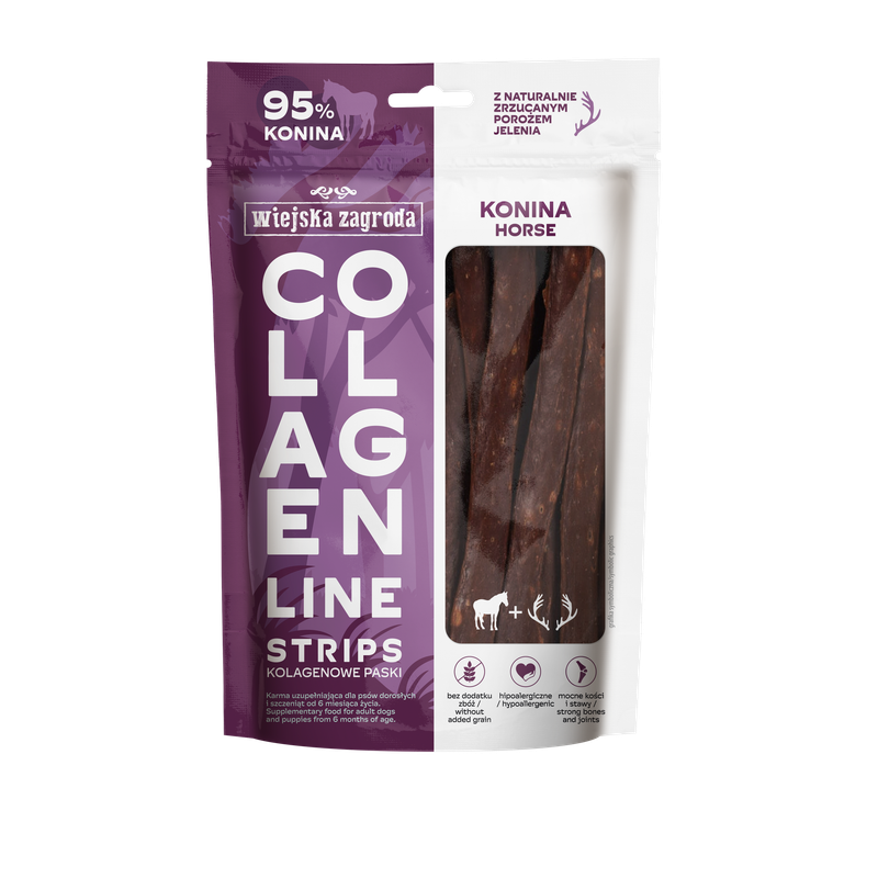 WIEJSKA ZAGRODA (COUNTRY OF ANIMALS)- COLLAGEN LINE- COLLAGEN STRIPS- HORSE- 100 GR