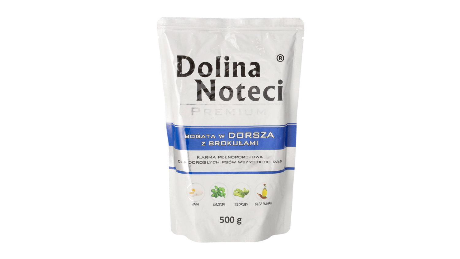 DOLINA NOTECI PREMIUM- COD WITH BROCCOLI-WET FOOD FOR ADULT DOGS- 500 GR POUCH