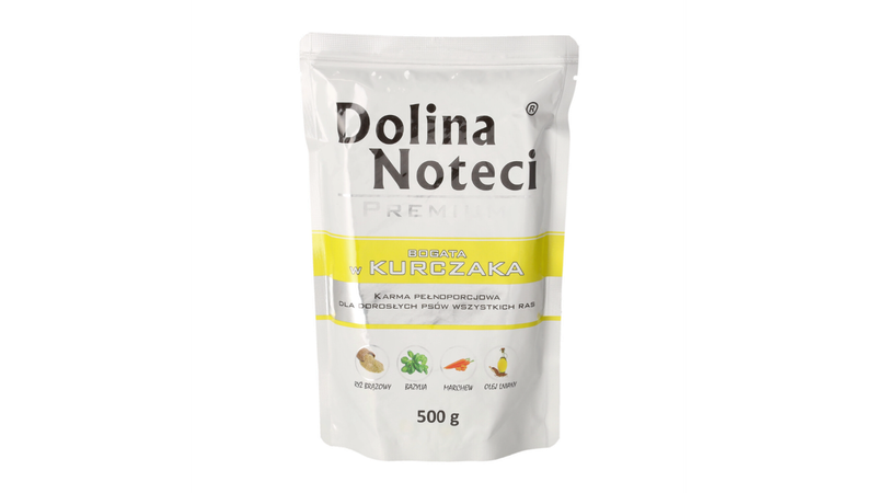 DOLINA NOTECI PREMIUM- KURCZAK- MOKRA KARMA DLA PSÓW DOROSŁYCH- 500 GR SASZETKA
