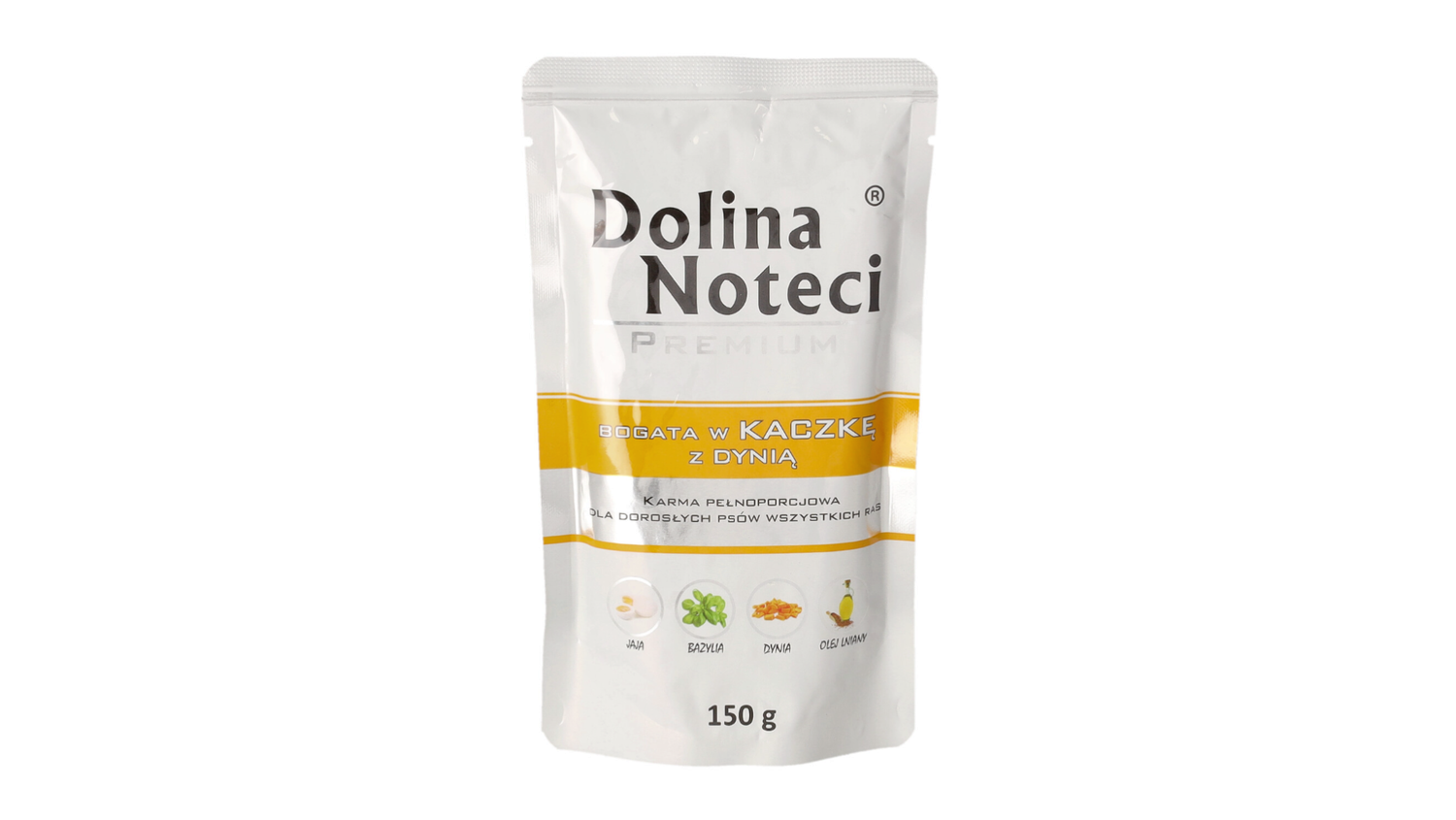 DOLINA NOTECI PREMIUM- KACZKA Z DYNIĄ- MOKRA KARMA DLA PSÓW DOROSŁYCH- 150 GR SASZETKI