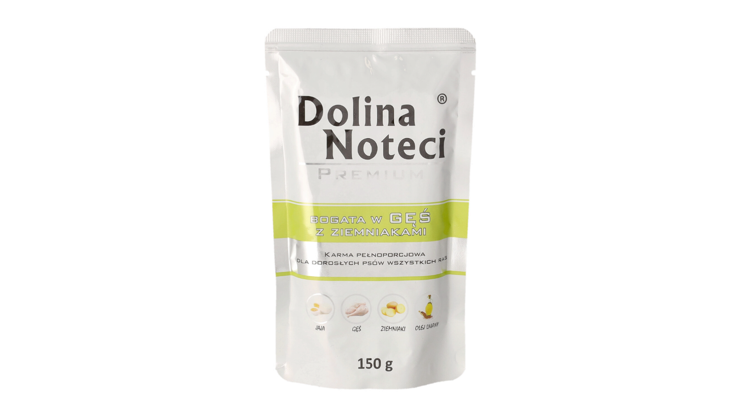 DOLINA NOTECI PREMIUM- GĘŚ Z ZIEMNIAKAMI- MOKRA KARMA DLA PSÓW DOROSŁYCH- 150 gr SASZETKI
