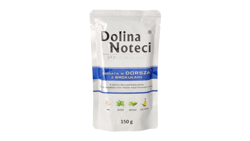DOLINA NOTECI PREMIUM- COD WITH BROCCOLI- WET FOOD FOR ADULT DOGS- 150 GR POUCH